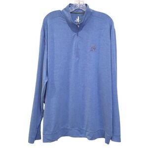 Johnnie-O Performance 1/4 Zip Pullover Blue White Striped Brookside Club - 2XL